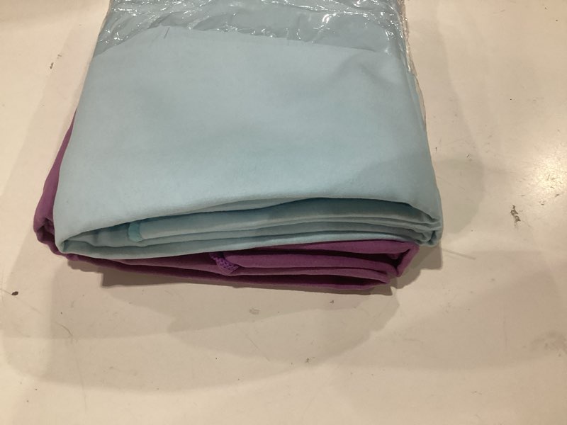 Condition photo showing Good Condition for eunzel 2 pack hot yoga towel non slip yoga mat towel non-slip sweat absorbent microfiber towel for hot yoga, pilates and workout 72" x 26.5", blue/purple z-blue/purple (2 pack )