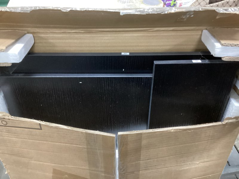 Condition photo showing As Is for Furologee 60" Black Computer Desk with 4 Drawers and Printer Space, Gaming Desk with LED Lights and USB Power Outlets, Home Office Desk with Fabric File Cabinet,Study Work Table with Shelf for Bedroom