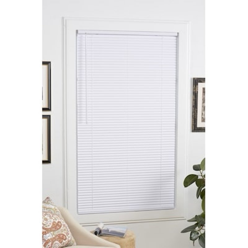 Project Source 1-in Slat Width 27-in x 72-in Cordless White Vinyl Room darkening Mini-blinds