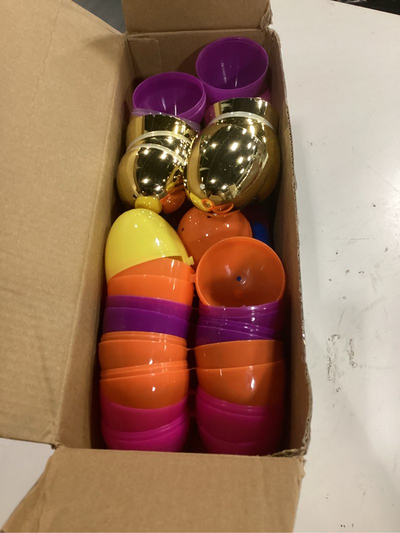 Condition photo showing Good Condition for qudoustar 100 pack 2.4 inch fillable plastic easter eggs bulk includes 6 surprise golden eggs, bright colors empty eggs for easter hunt basket stuffers party favors classroom prize 100 pack-2.4 inch