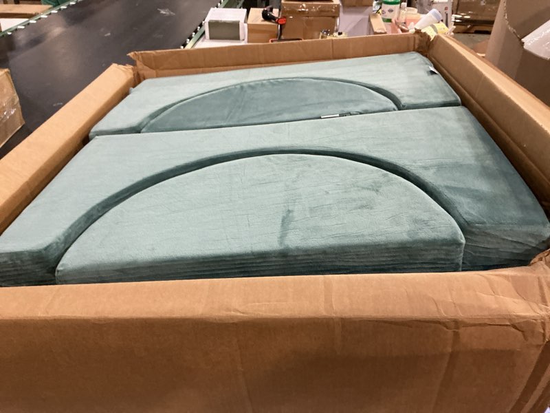 Condition photo showing Good Condition for Yourigami Kids and Toddler Play Couch, Convertible Folding Sofa, Durable Foam Modular Design, Green Meadows Play Couch Green Meadows