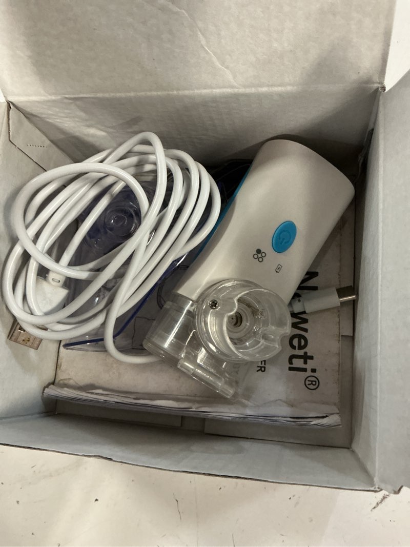 Condition photo showing As Is for hand-held nebulizer for respiratory system, portable nebulizer with self-clean mode, rechargeable nebulizer for adults and kids