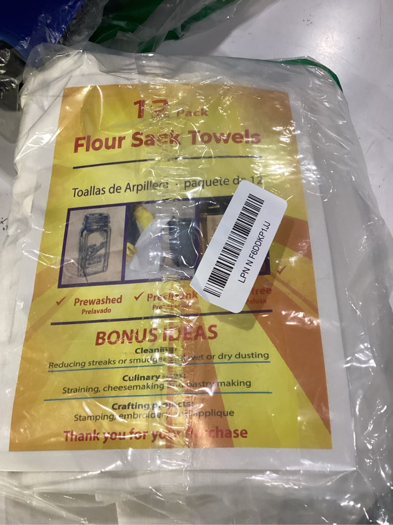 Condition photo showing Good Condition for simpli-magic flour sack kitchen towels 24"x24" (12 pack) – 100% cotton, lint-free, high absorbent tea towels – perfect for dish, baking, crafting flour sack white 24"x24"