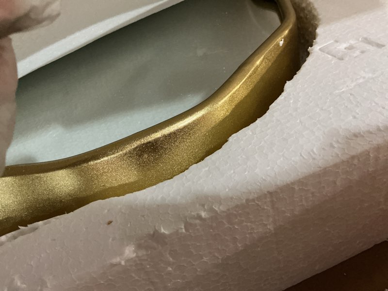 Condition photo showing Good Condition for baodanfu irregular wall mirror gold, asymmetrical wavy mirrors decoartive for bathroom, dining room, vanity, entryway, cloud shaped design abstract decor