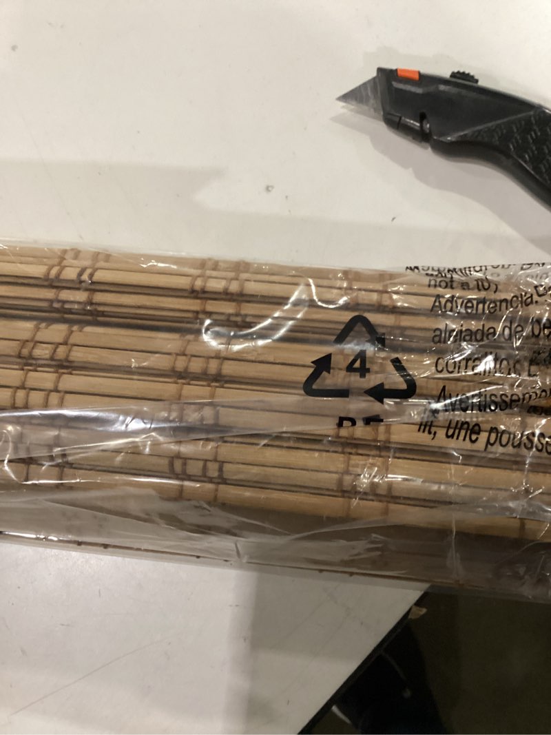 Condition photo showing New/Like New for LazBlinds No Tools No Drill Cordless Bamboo Roman Shades, Light Filtering Window Treatment, Roll Up Bamboo Blinds for Windows 21'' W x 64'' H, Ceylon Light Russet Light Filtering-ceylon Light Russet 21" W x 64" H