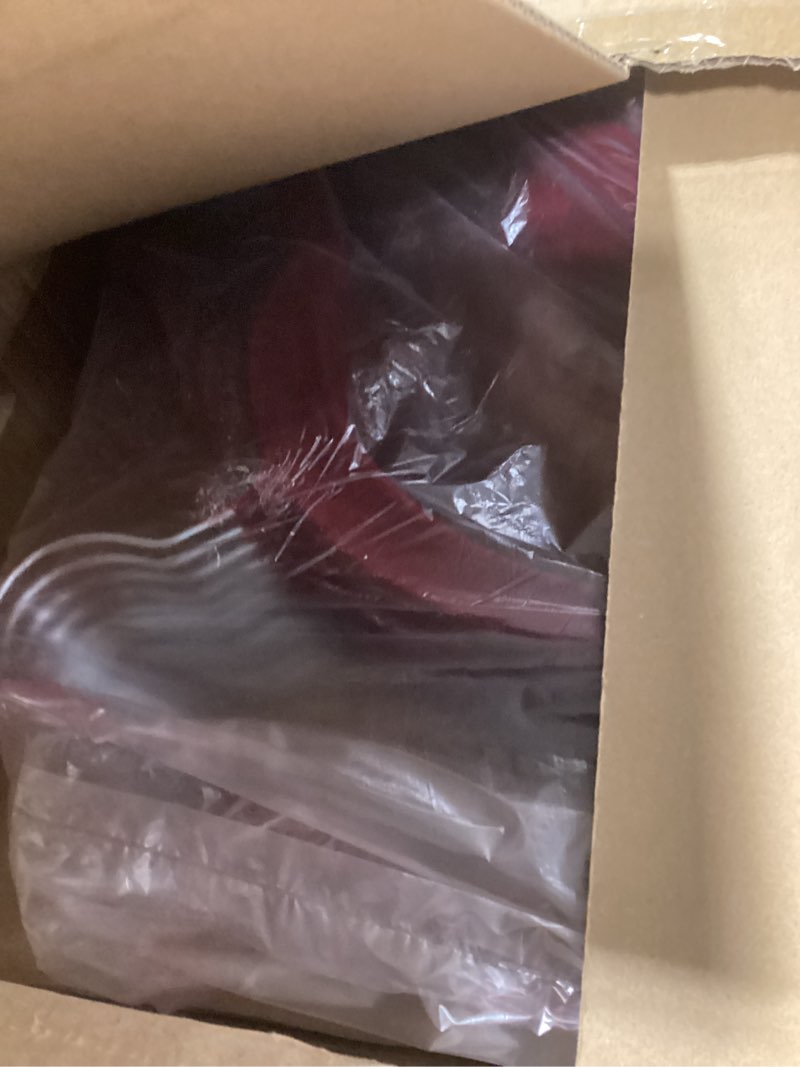 Condition photo showing New/Like New for urby extra wide hangers for plus size clothes, ganchos para colgar ropa,21 inch super plus size hangers ideal for xl, xxl shirts, coats, dresses, etc. velvet. burgundy. 24pk. burgundy velvet 24pk