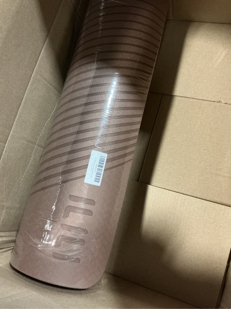 Condition photo showing New/Like New for ilili yoga mat, tpe exercise mat, tear-resistant, fitness yoga mat with carrying strap, 72''x25''×0.3''(8mm), ideal for yoga, pilates, home workouts, stretching & all fitness routines brown
