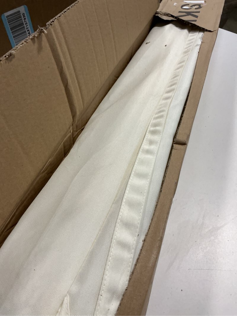 Condition photo showing Good Condition for 7ft patio umbrella with fringe, boho beach umbrellas, outdoor tassels umbrellas with push button tilt & carrying bag, 8 windproof fiberglass ribs, upf50+ creamy-white