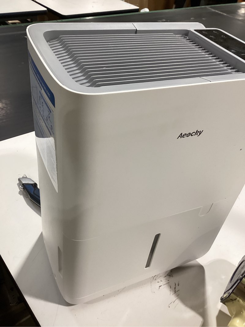 Condition photo showing Good Condition for 50 pint/day compressor dehumidifier, aeocky 3500sq.ft for basement, home, bedroom, bathroom, with drain hose, intelligent humidistat, quiet ivory
