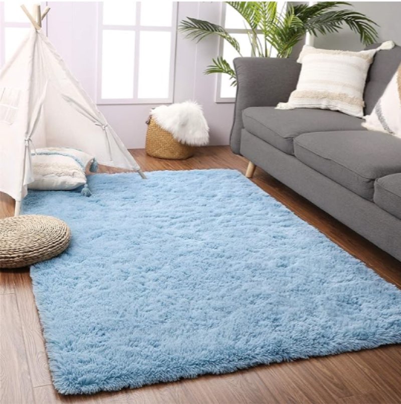 Beglad Fluffy Area Rugs 3 x 5 Feet, Modern Minimalist Style Shag Rugs, Non-Slip Indoor Carpet Soft Rugs for Bedroom, Living Room, Cobalt Blue