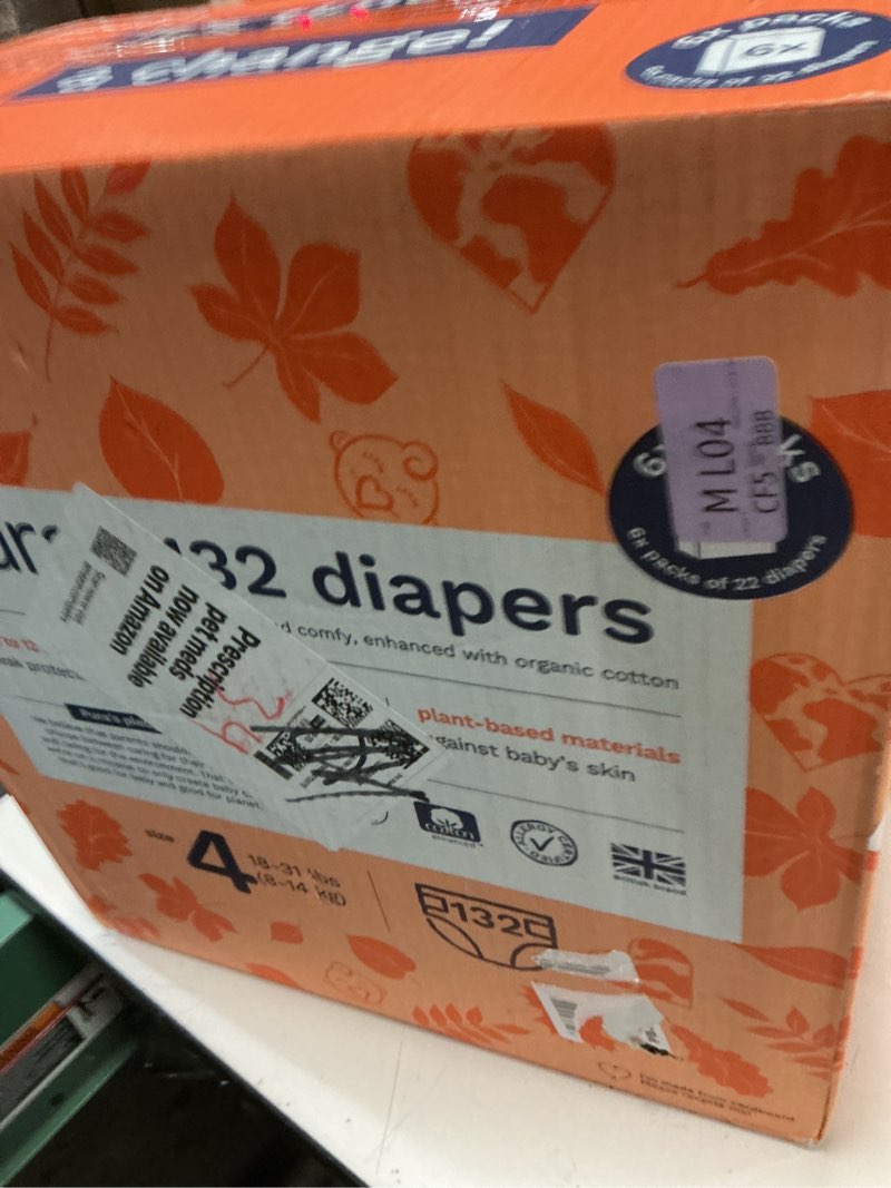 Condition photo showing New/Like New for pura sensitive skin baby diapers | size 4 (18-31 lbs) | hypoallergenic, totally chlorine free, fragrance free, up to 12-hour leak protection | 6 packs of 22 (132 diapers)