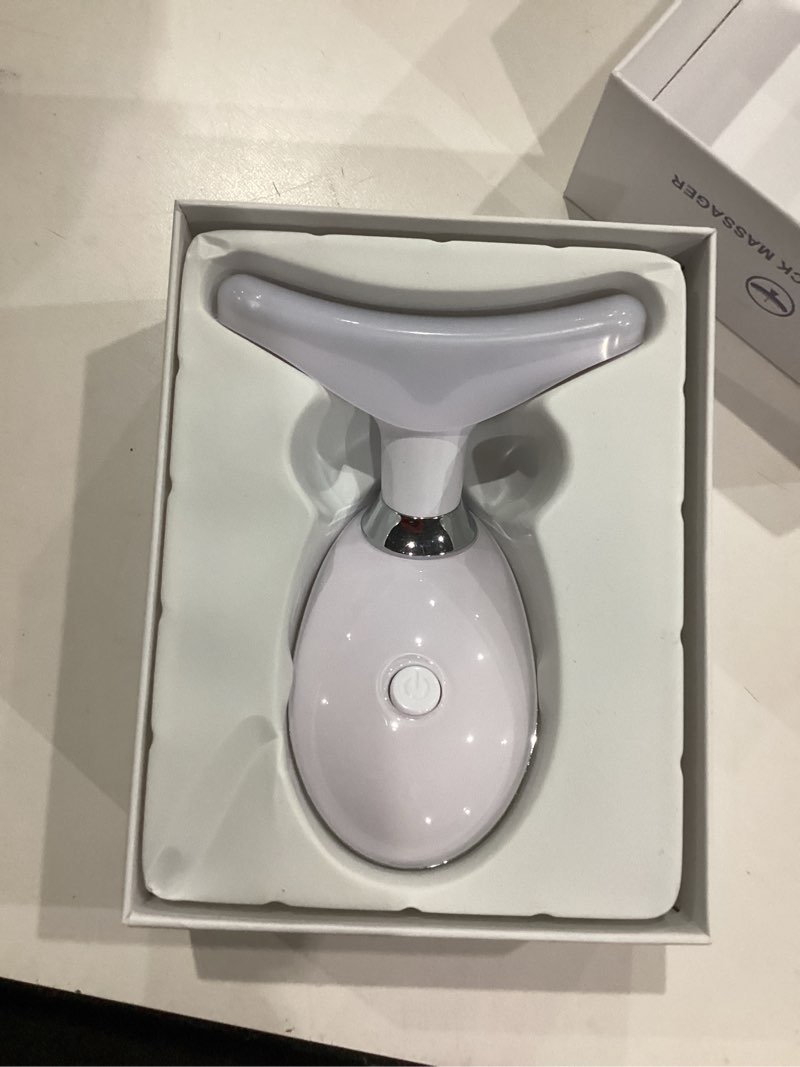 Condition photo showing As Is for 7 Color Face and Neck Massager Light Therapy, Red Light Based Facial Massager for Skin Care, Smoothing, Firming (White) Bright White