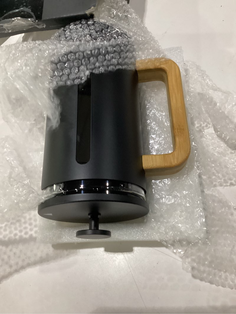 Condition photo showing Good Condition for home hero french press coffee maker - 34 oz coffee press with bamboo wood handle, heat resistant thick borosilicate glass french presses, 4 layer filter, french press stainless steel (black)