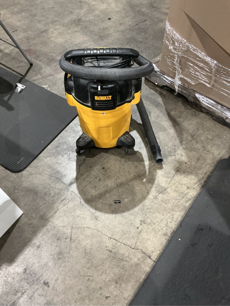 Condition photo showing As Is for 6 gal. 4.0 hp poly wet/dry vacuum with hose and accessories