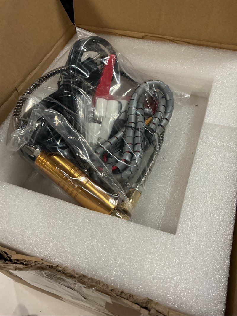 Condition photo showing New/Like New for goyojo pcp air compressor, max 4500 psi / 300 bar, fast fill for airguns or paintball tank, auto shut-off, dual power car 12v dc or home 120v ac, built-in cooling fan, 300w portable pcp pump