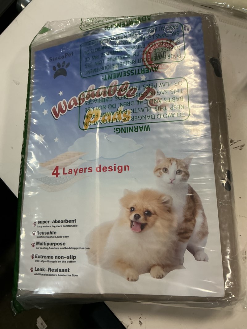 Condition photo showing New/Like New for SincoPet Washable Dog Pee Pads with Puppy Grooming Gloves,Puppy Pads,Reusable Pet Training Pads,Large Dog Pee Pad,Waterproof Pet Pads for Dog Bed Mat,Super Absorbing Whelping Pads 47x47 Inch (Pack of 2)