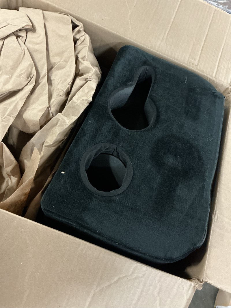 Condition photo showing As Is for tabcouchcaddy - couch cup holder tray pillow - bed, couch caddy, sofa, rv & car - holds drinks, snacks, remotes, phones, kindle, tablet | bed cup holder (black)