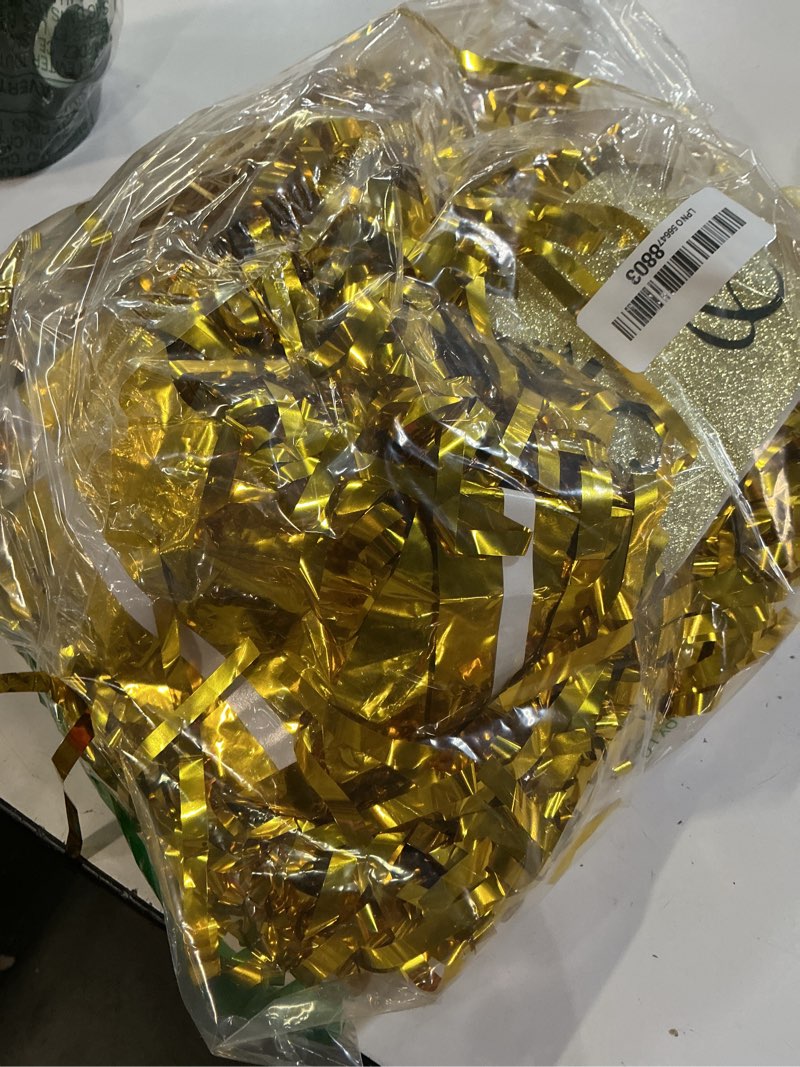 Condition photo showing As Is for 51pcs 35th birthday decorations for women, champagne gold happy 35 year old gifts for women, 35 sash and crown, banner, fringe curtains, hanging paper fans, 35th birthday party decorations