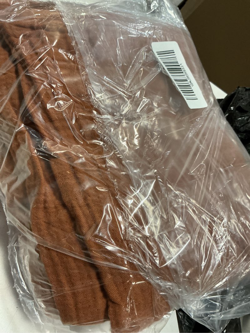 Condition photo showing As Is for phf baby muslin swaddle blanket, 100% cotton soft breathable receiving blankets for boys and girls, 4-layer swaddle wrap burping clothes, baby essentials, large 47 x 47 inches, caramel
