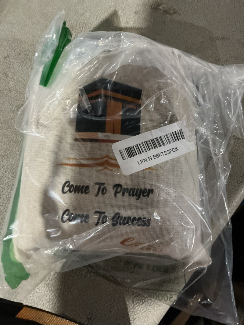 Condition photo showing Good Condition for ihvan online Muslim Prayer Rug and Prayer Beads with Elegant Design Cylinder Gift Box, Janamaz, Soft Sajadah, Islamic Gifts Set, Portable Prayers Carpet Mat, Taffeta Fabric, Black