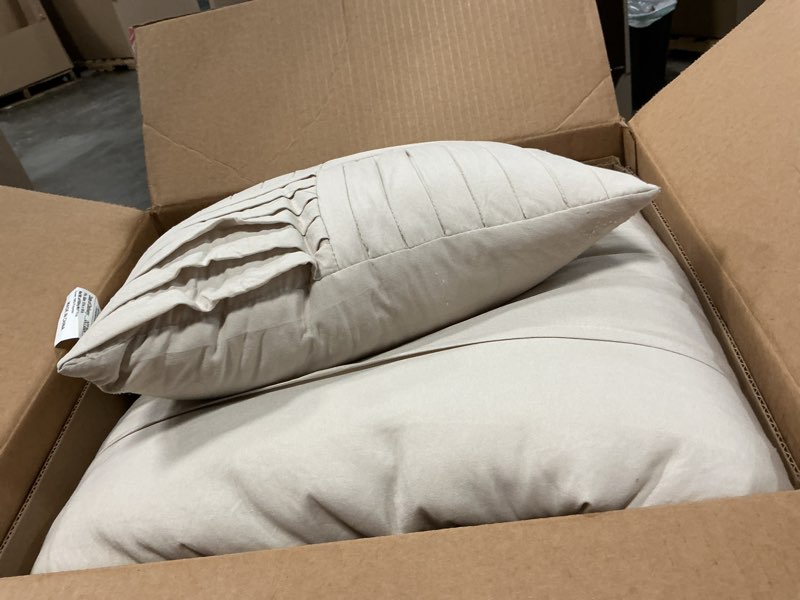 Condition photo showing As Is for Bedsure California King Comforter Set - 4 Pieces Pinch Pleat Bed Set, Beige Boho Bedding for All Season, 1 Soft Comforter, 2 Pillowcases, 1 Decorative Pillow California King 01 - Beige