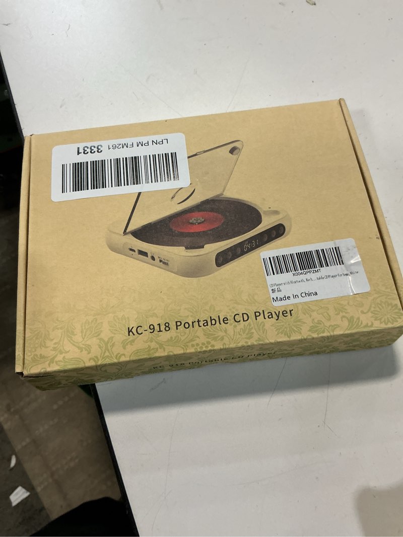 Condition photo showing New/Like New for CD Player Portable with Dual Stereo Speakers, Rechargeable Portable CD Player with Bluetooth for Home with Headphones, Support CD/AUX/USB, White