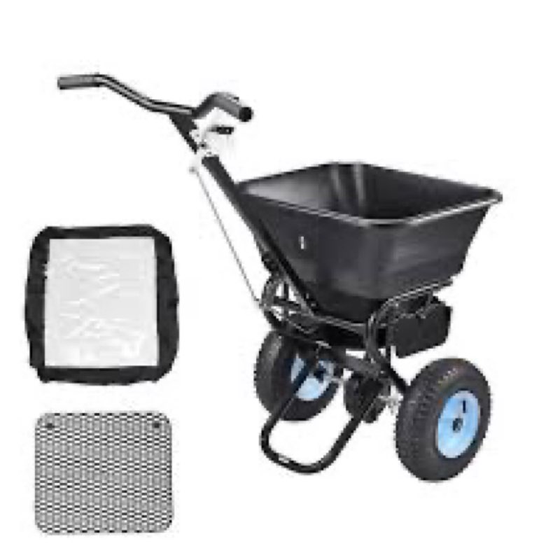 vevor broadcast spreader, 100lbs capacity, walk-behind push spreader, 0-9.8ft spreading width, 13 in