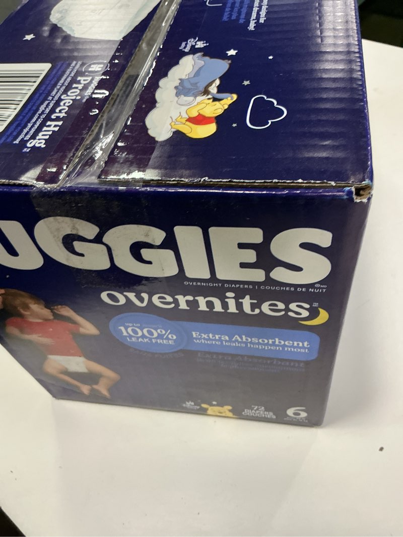 Condition photo showing New/Like New for Huggies Size 6 Overnites Baby Diapers: Overnight Diapers, Size 6 (35+ lbs), 72 Ct, Packaging May Vary Size 6 72