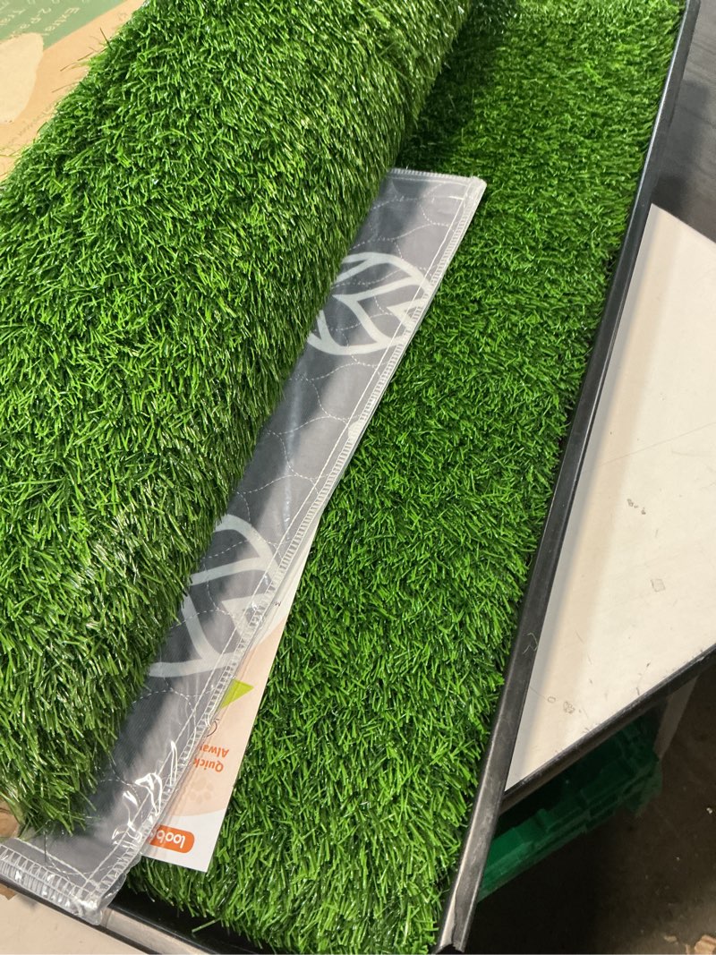 Condition photo showing Good Condition for LOOBANI Large Dog Grass Pad with Tray - 35x23in Dog Litter Box with 2 Artificial Grass Patch + 2 Washable Pee Pads - Quickly Absorbency Indoor Outdoor Potty for Patio Balcony Apartment Use 35"×23" (5-Layer Potty System)