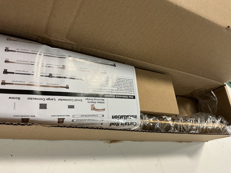 Condition photo showing Good Condition for brass wrap around curtain rod 30 to 45 inch,heavy duty adjustable metal drapery rod with french return, 7/9" curved blackout rod for home & office