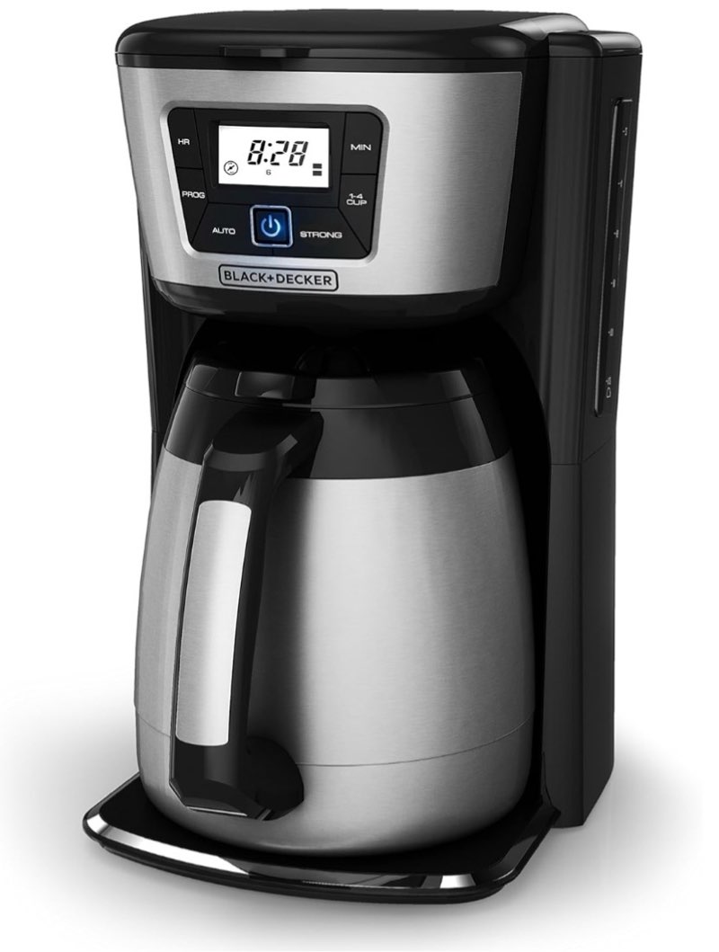 black+decker 12-cup thermal coffeemaker, black/silver, cm2035b