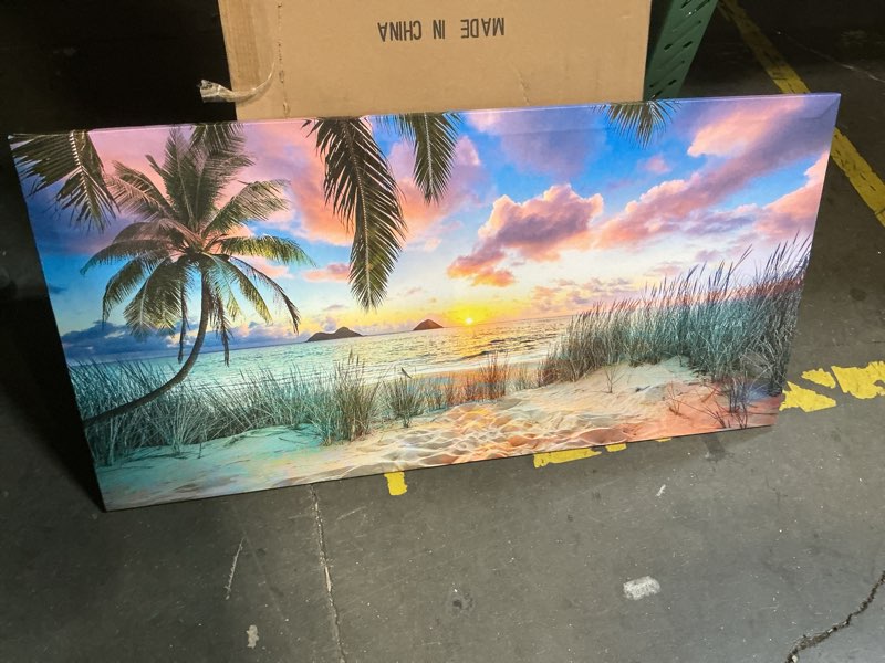 Condition photo showing Good Condition for Cpwaxf Canvas Art Wall Decor for Living Room Seascape Tropical Palm Tree Beach Artwork Blue Ocean Se