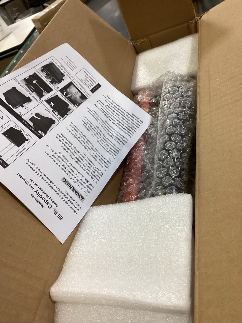 Condition photo showing New/Like New for MaxWorks 50830 Collapsible Black Rolling Folding Dolly Cart for Teachers - Multi-Functional Teacher Dolly with Extra Storage, Durable Wheels, and Easy-to-Fold Design for Classroom, Office, Shopping