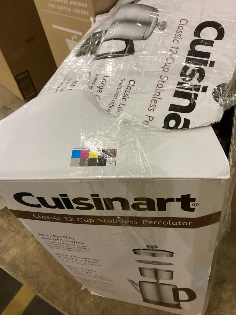 Condition photo showing As Is for Cruisinart 12-Cup Stainless percolator 
