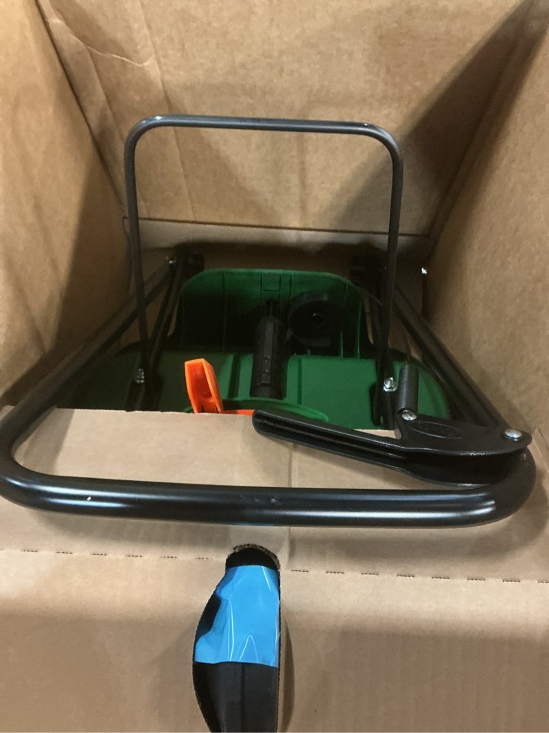 Condition photo showing Good Condition for scotts turf builder edgeguard mini broadcast spreader for seed, weed and feed, fertilizer, salt, ice melt, push spreader holds up to 5,000 sq.ft. product