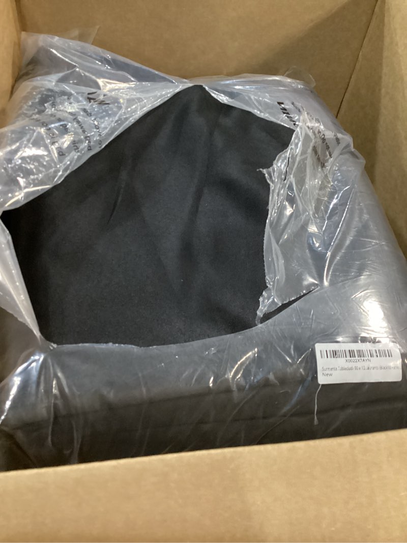 Condition photo showing Good Condition for surmente 10 pack black tablecloth 90 x 132-inch rectangular polyester table cloth for weddings, banquets, or restaurants 90" x 132" (10 pack, rectangular) black
