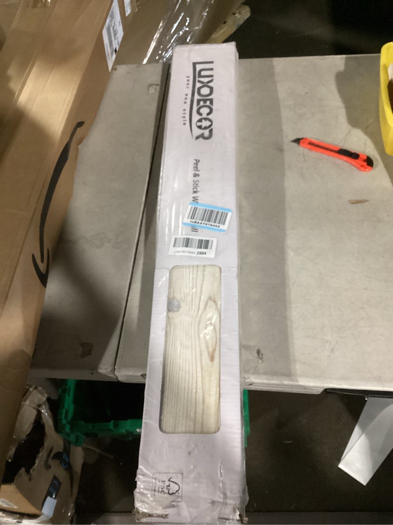 Condition photo showing New/Like New for luxdecor real wood wall planks- white shiplap boards 5" peel and stick shiplap boards 10 pieces?wall shiplap planks board 12.5 sq ft white washed