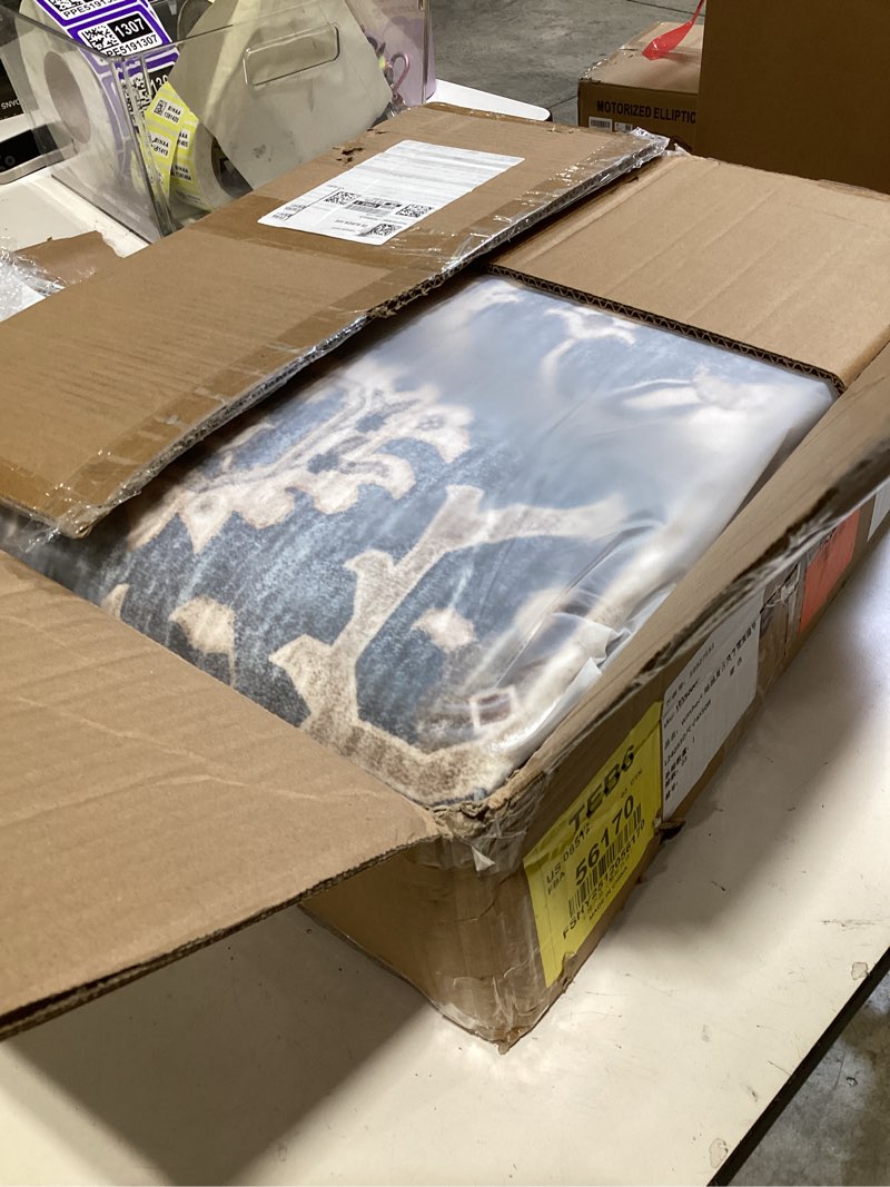 Condition photo showing New/Like New for witshock 8x10 area rugs for living room: machine washable - non slip modern abstract rug for bedroom dining room - stain resistant for household - pet owners (blue) blue/cream white/light ivory 8' x 10' (rectangular)