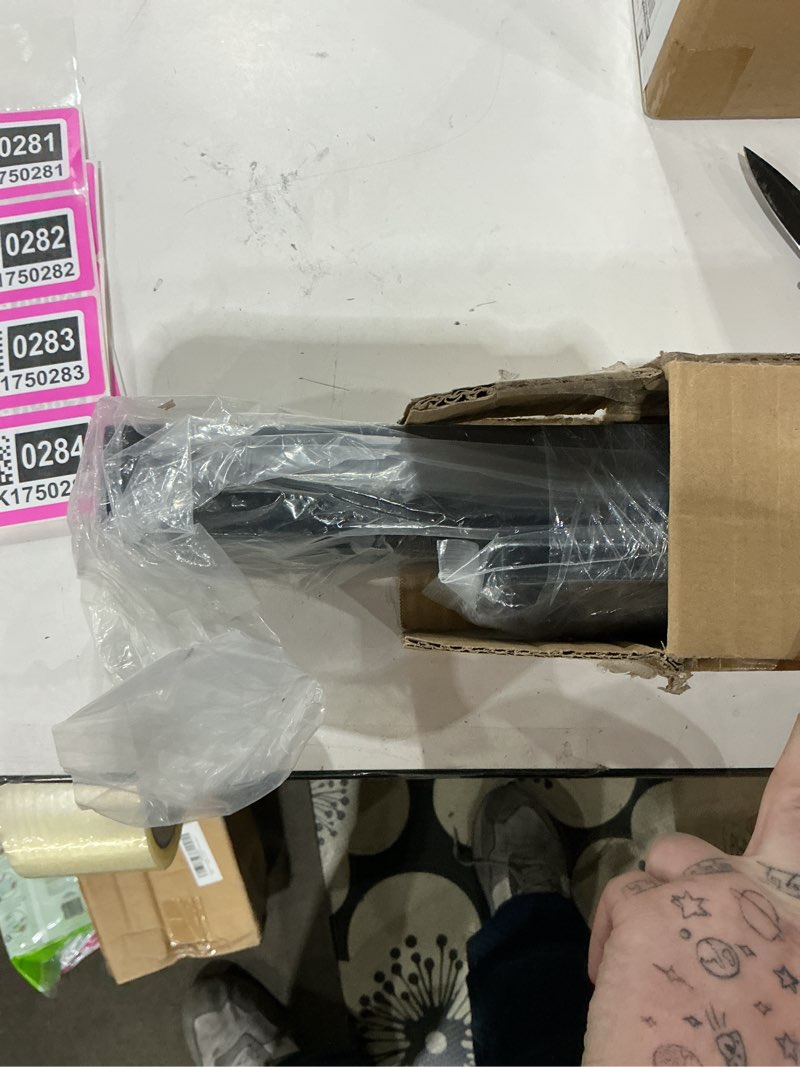 Condition photo showing As Is for Muzata Cable Railing Post Corner Post T-drilled (Three Sides Pre-Drilled) 36''x2''x2'' Stainless Steel Black Top Mount for Wood Concrete Level Deck PS01 B34S, PT1 PT2 PT6