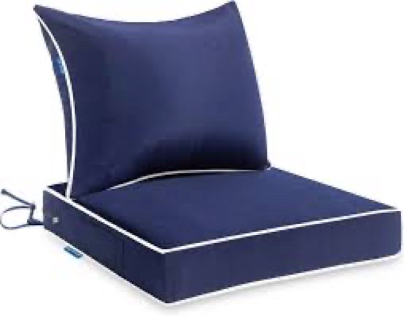 MIULEE Outdoor Seat Cushion Set Navy Blue 24 x 24 x 4 Inch Waterproof & Fade Resistant Deep Seat and