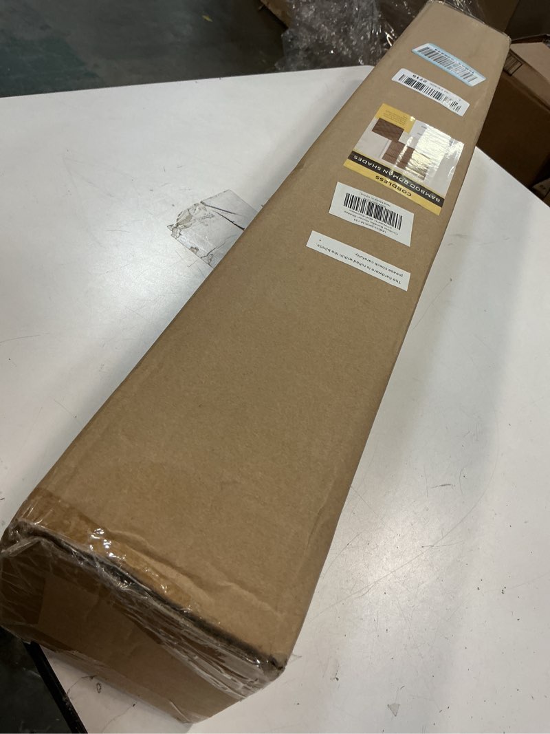 Condition photo showing New/Like New for Cordless Bamboo Roman Shades for Windows, Blinds Size (22.5" W ×48" H) Colour (BDP-Espresso) Bdp-espresso 22.5" W × 48" H