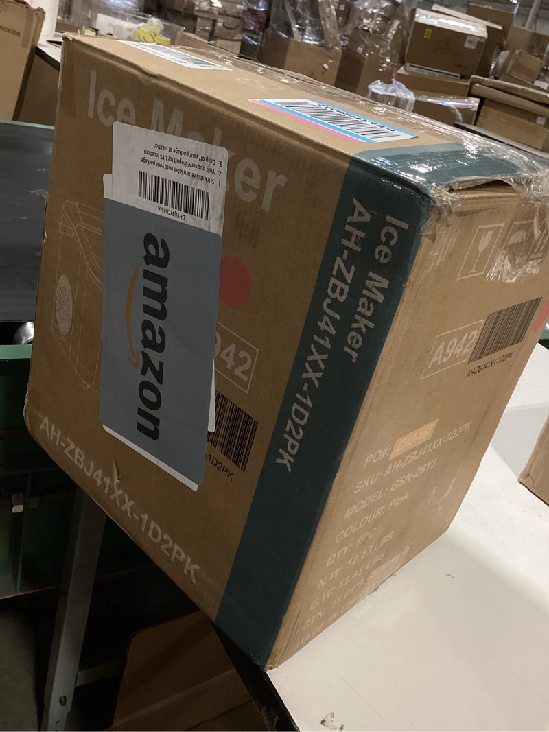 Condition photo showing Good Condition for dumos ice maker countertop, ice machine with portable handle, basket and scoop, 26lbs daily, 9 bullet cubes in 6~8 mins, auto-cleaning for home, kitchen, office, outdoors, rv camping pink 11.1"l × 8.9"w × 11.8"h