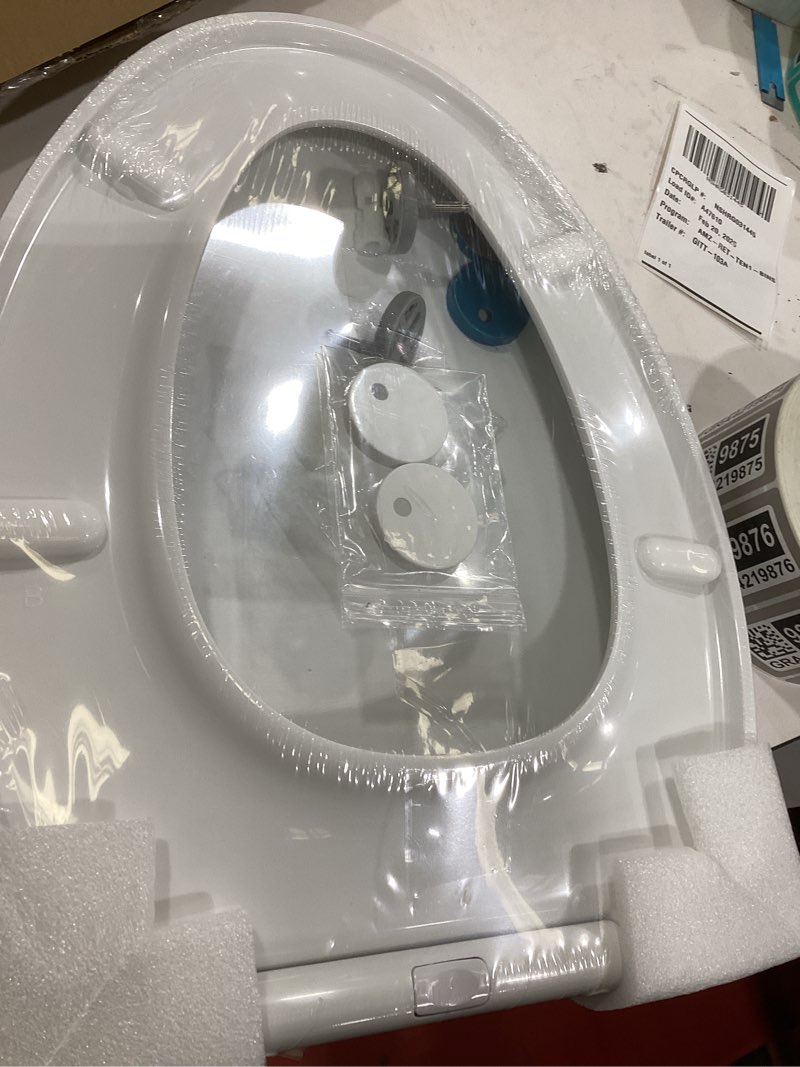Condition photo showing Good Condition for Elongated Toilet Seat with Soft Close Hinge, One-Click Quick Release Toilet Lid Compatible with Kohler Gerber American Standard, Easy to Clean, Sturdy and Long-Lasting, Classic White