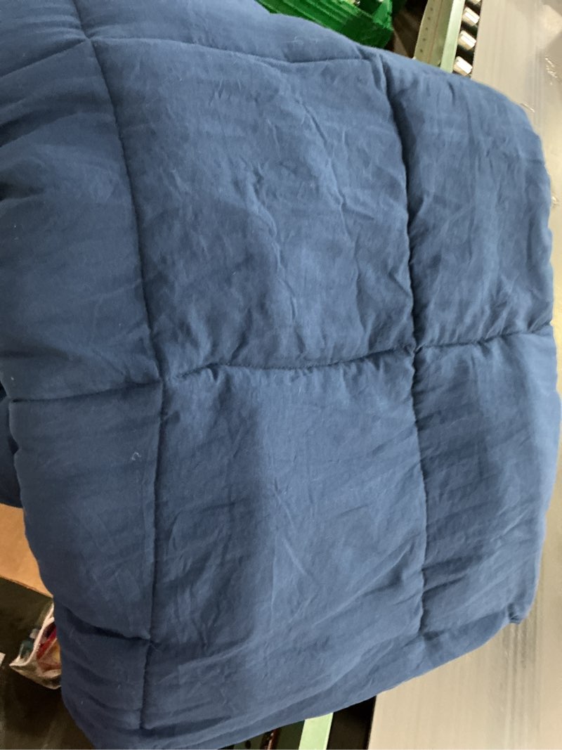 Condition photo showing As Is for Magik & Kover Quilted Bed Comforter Duvet Insert - Queen/Full Size, Navy Blue Down Alternative Bed Comforter, All Season Duvet with Corner Tab, Soft & Lightweight - Box Stitching Design