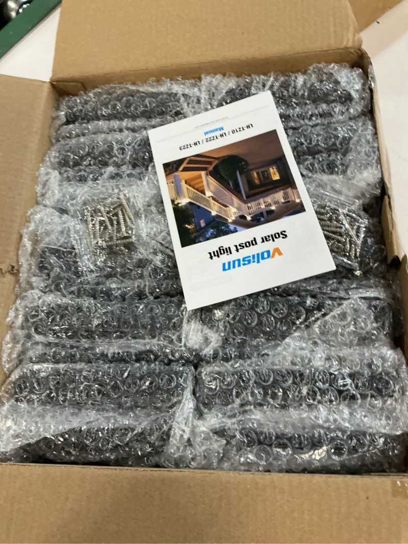 Condition photo showing New/Like New for volisun 4x4 solar post cap light 12pack,solar fence - post lights outdoor waterproof for wooden/vinyl post,black deck post cap light solar powered with warm white for garden/patio/porch black 12 pack