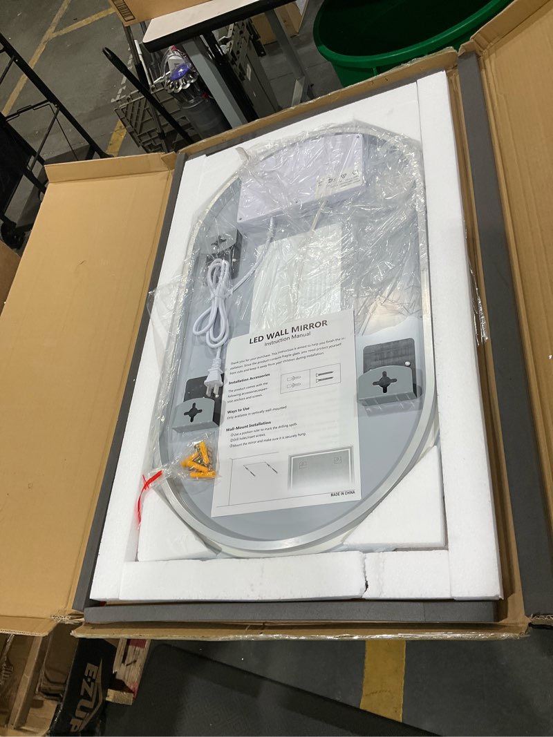 Condition photo showing New/Like New for oval led bathroom mirror 26"x42" led mirror with frameless dimmable brightness, anti-fog, lighted-bathroom-mirror with front light and backlit, modern wall mounted lighted mirror 42"l x 26"w