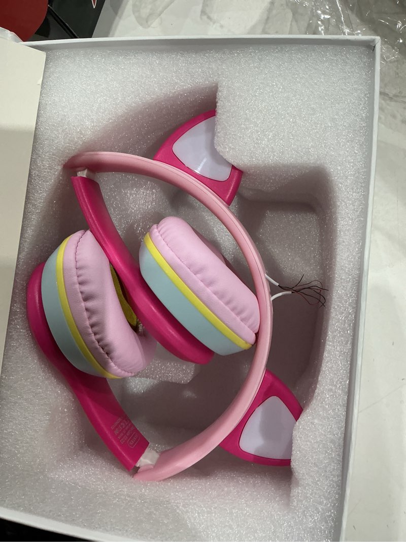 Condition photo showing As Is for wentronic y01 wireless noise canceling headphones bluetooth 5.3 over ear headphones with microphone, hi-res audio, 48h playtime, foldable comfortable earpads,compatible with ios,android,pc, pink