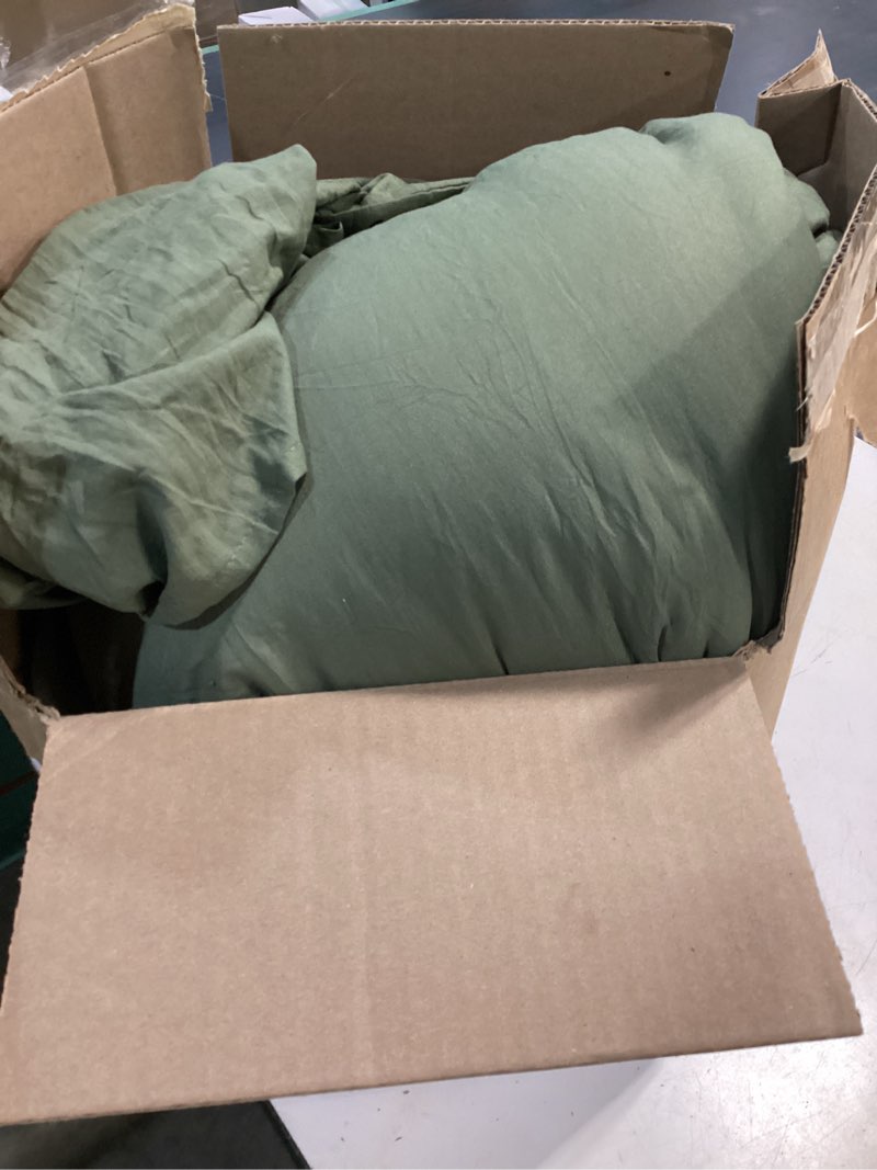 Condition photo showing As Is for wrensonge queen comforter set - 3 pieces prewashed olive green comforter soft lightweight for all seasons,down alternative comforters queen size with 2 pillow shams 01- olive green queen(90"*90")