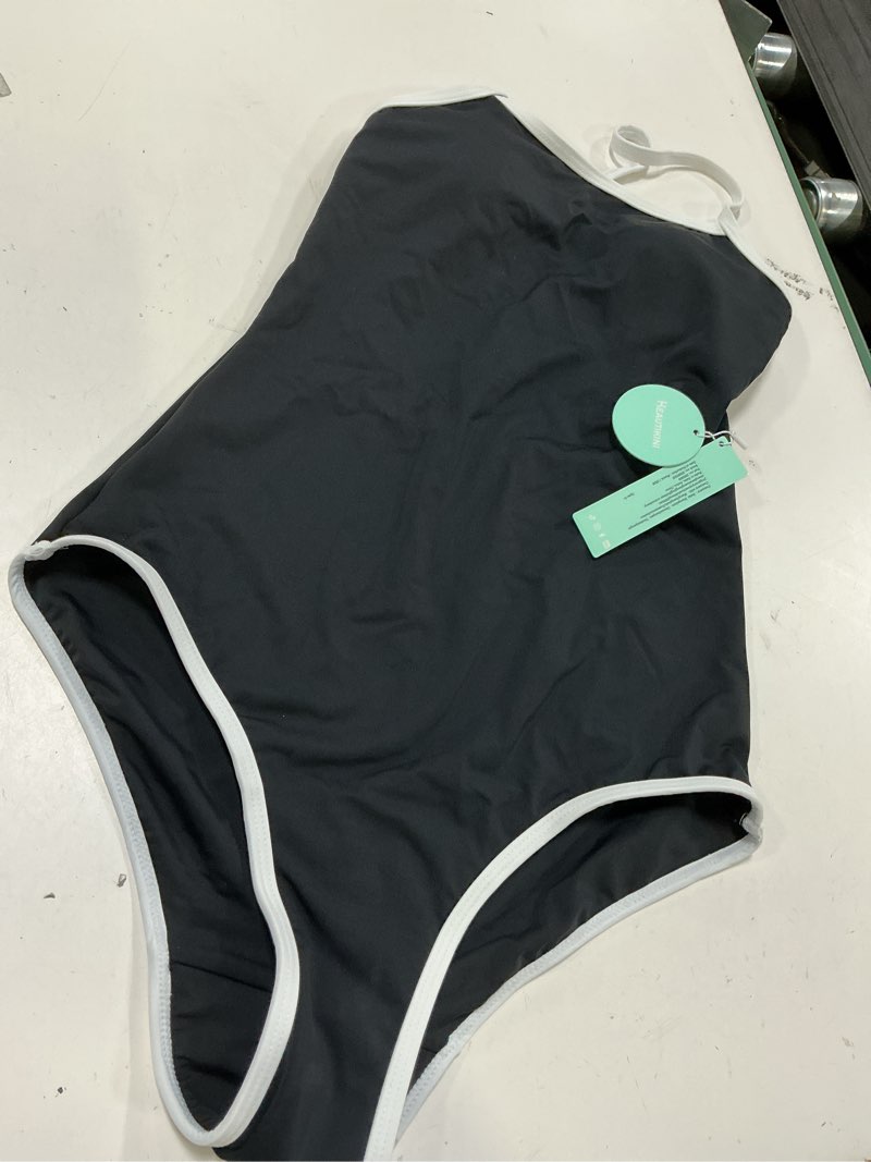 Condition photo showing New/Like New for beautikini period swimwear - one piece bathing suit menstrual leakproof swimsuit for teen girls and women x-small black white