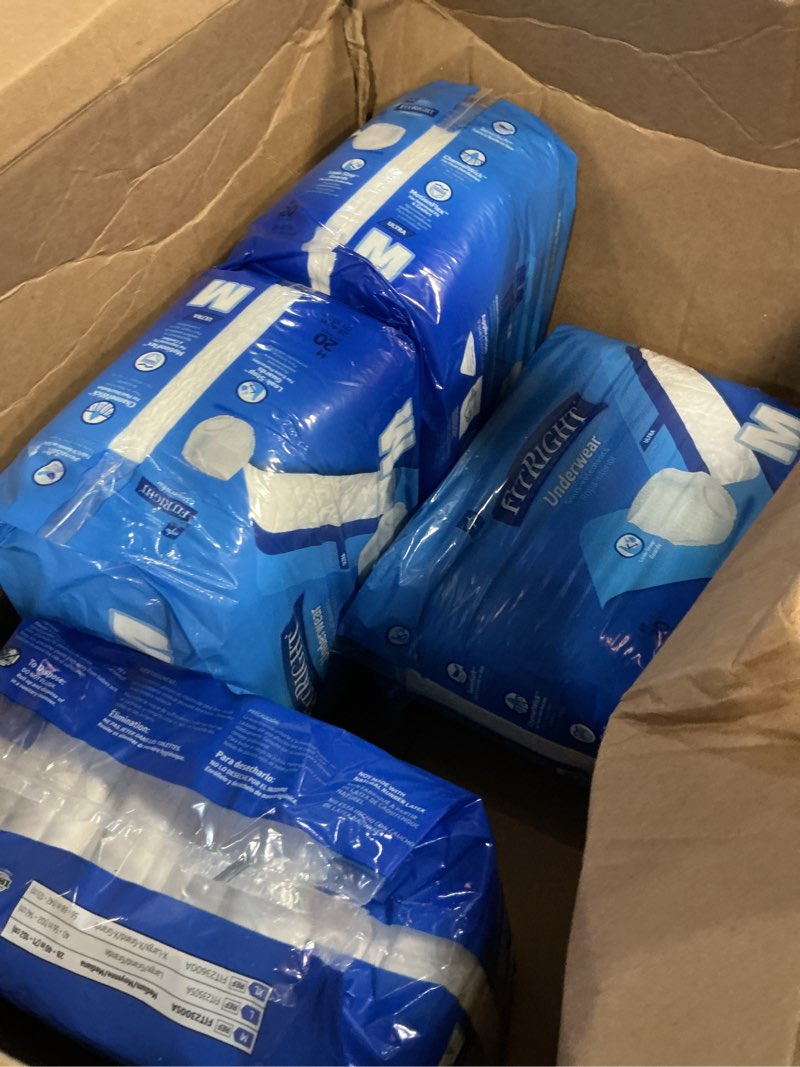 Condition photo showing New/Like New for (Size:M)FitRight Ultra Unisex Adult Protective Underwear, Medium Size for Waist 28-40 Inches, Heavy Absorbency, Dependable Incontinence Protection, 80 Count (4 Packs of 20) Medium (80 Count)